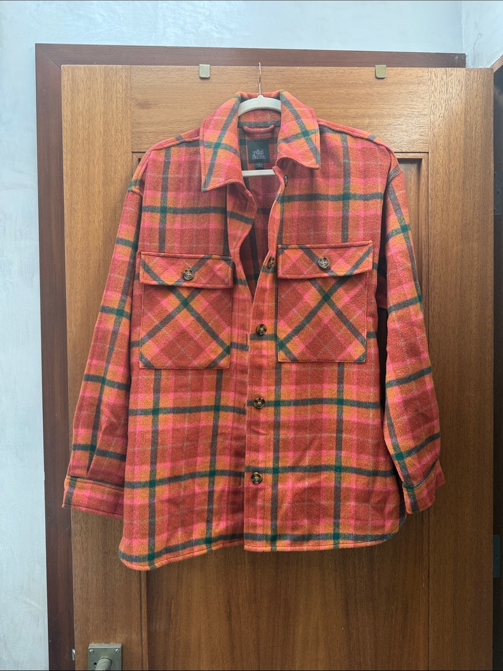 wild fable Orange Plaid Lightweight Shirt Jacket